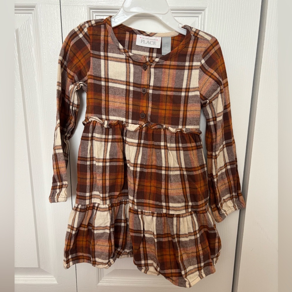 The Children's Place Brown and Orange Plaid Shirt